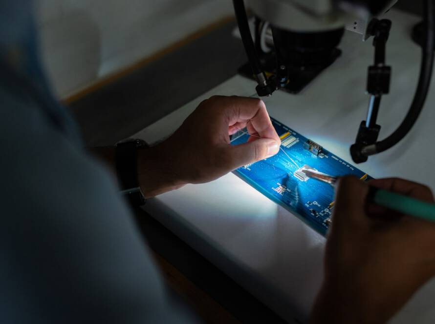 Operators working in a utility control room with monitoring screens.